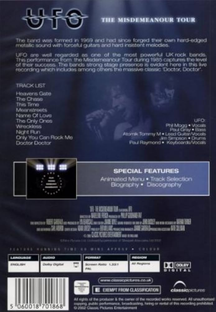 その他 Live from Oxford: the Misdemeanour Tour / [DVD] Amazon.com: UFO THE MISDEMEANOUR TOUR : UFO, Atomic Tommy 'M